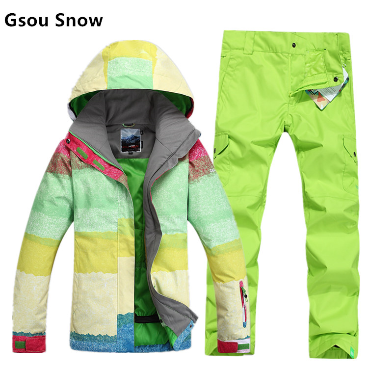 женский зимний горнолыжный костюм Gsou SNOW, женский сноубордический костюм Gsou SNOW, женская зимняя горнолыжная экипировка, женская спортивная зимняя горнолыжная одежда фото