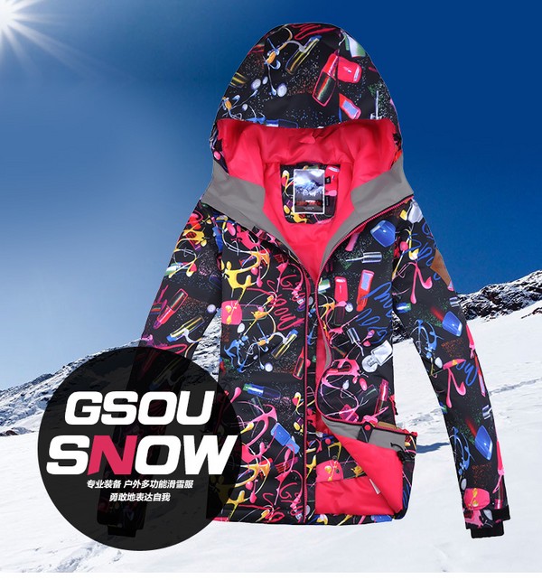 Женская зимняя горнолыжная куртка Gsou SNOW, красивый женский сноубордическая куртка Gsou SNOW, горнолыжная экипировка, горнолыжная одежда, взрослая куртка для катания на лыжах